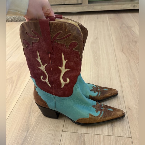 Matisse Shoes - Matisse Red and Blue Western cowgirl Heeled Boots